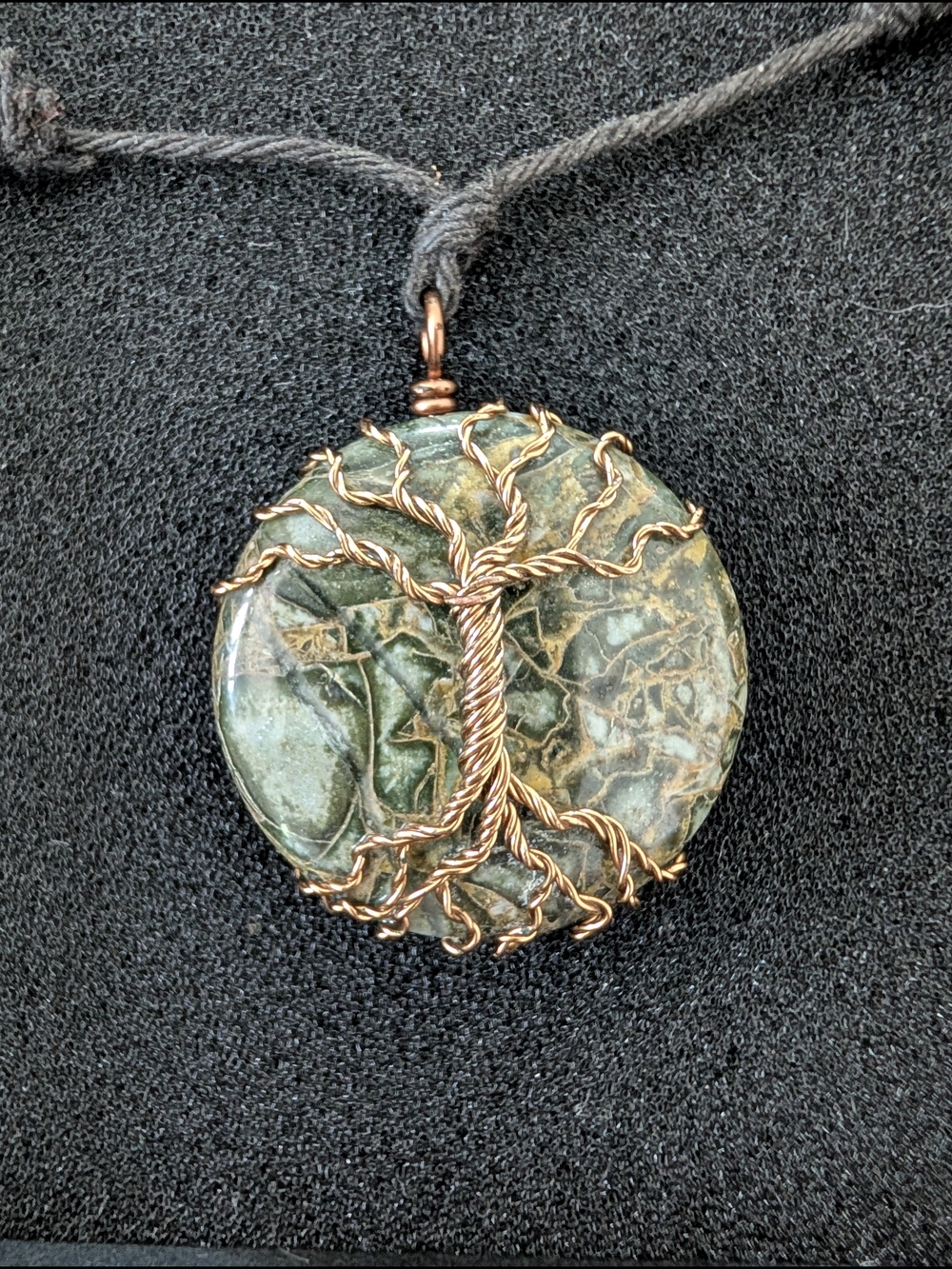 Green Jasper stone Tree of Life Pendant Necklace